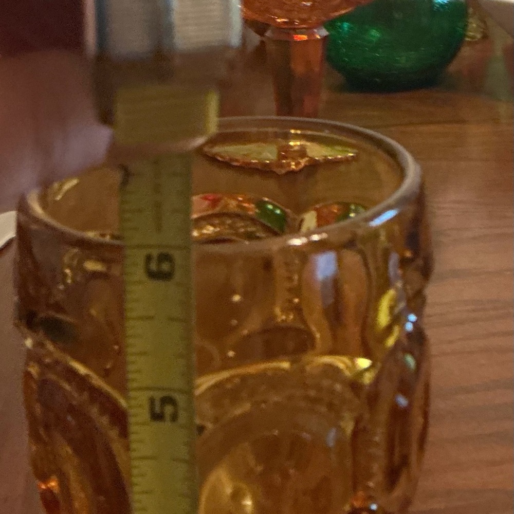 Vintage L.E. Smith Amber Glass Moon and Stars Water Goblet 6" Tall Mid-Century - Picture 3 of 4